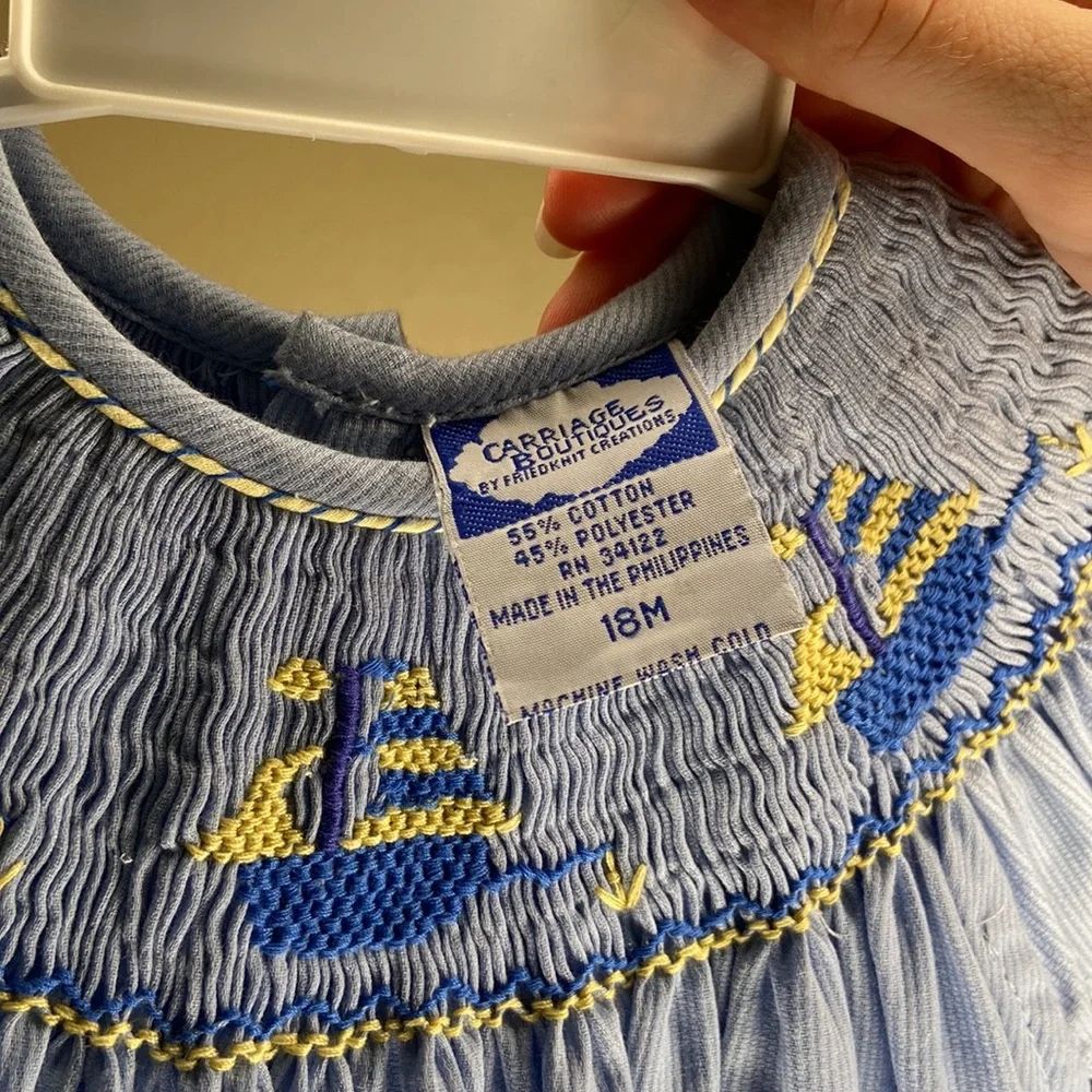 18 month blue dress with smocked detail | NWT | Carriage Boutiques - Picture 4 of 4